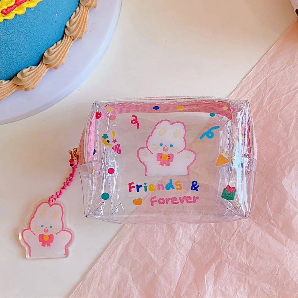 

Mini Pouch Storage Bag Lovely Cartoon Jelly Wallet Cosmetic Bag Coin Purse Zipper PVC Transparent