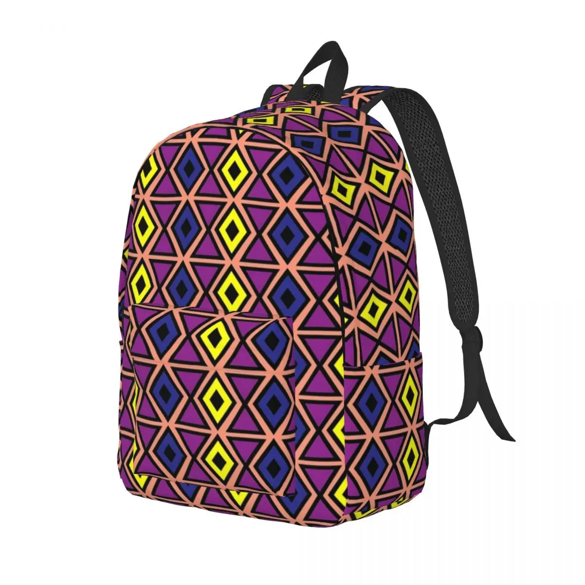 

Purple Geo Print Backpack Retro Geometric Travel Backpacks Teen Custom Soft High School Bags Pretty Rucksack