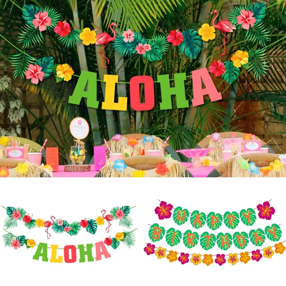 DIY Hawaiian Party Decoration Hawaii Summer Tropical Party Supplies Flamingo Decor Luau Wedding Birthday Party Accessories Aloha images - 6