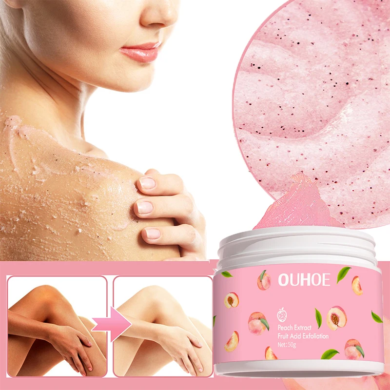

Peach Exfoliating Body Scrub Deep Cleaning Face Pore Shrinking Body Whitening Cream Fade Dark Spots Brightening Gel Body Lotion