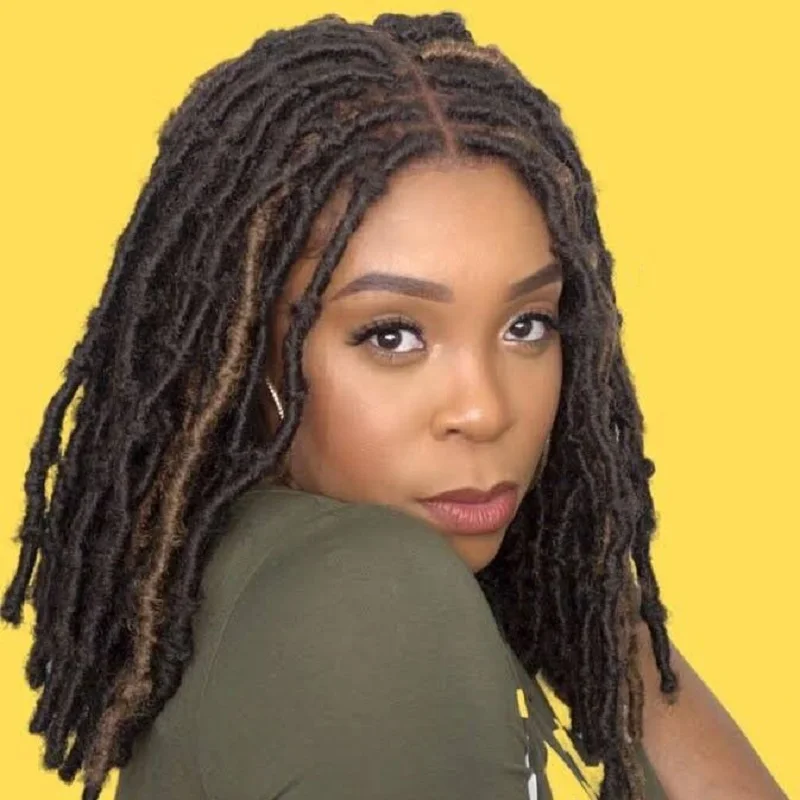 

Mentor Braided Lace Frontal Wig With Soft Synthetic Crochet Braids Long Handmade Distressed Butterfly Locs Braided Hairstyle