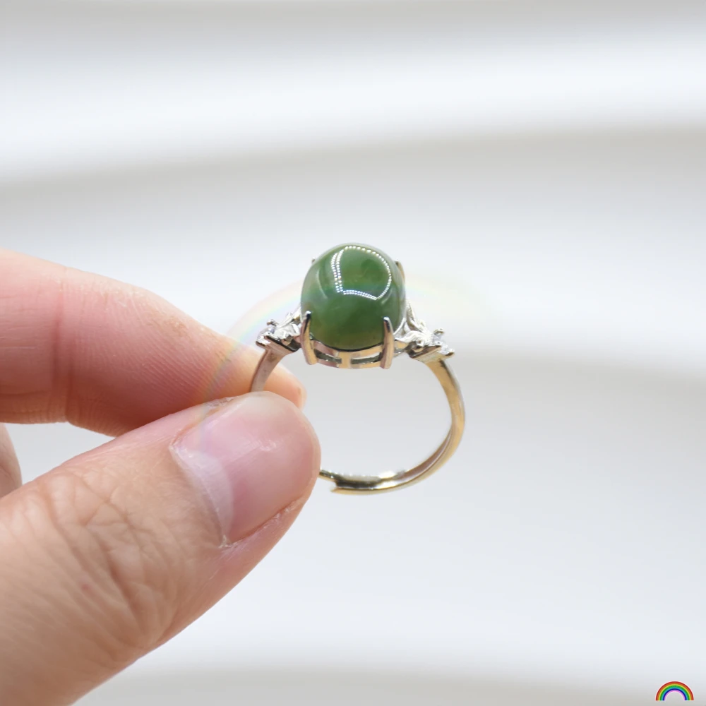 Кольцо из натурального нефрита Хотан регулируемая поверхность яйца мужское и