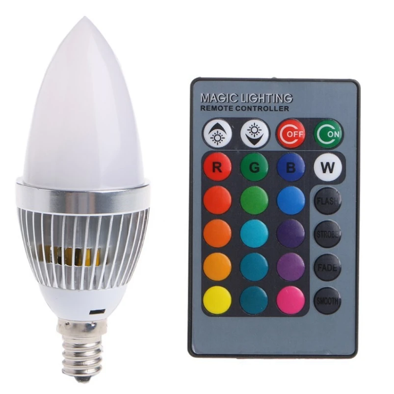 

E27 E12 E14 3W RGB RGBWW RGBW LED 16 Colors Changing Candle Light Bulb Lamp Remote Control AC85-265V