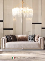 italian modern light luxury leather sofa large family high grade technology cloth sofa american solid wood sofa