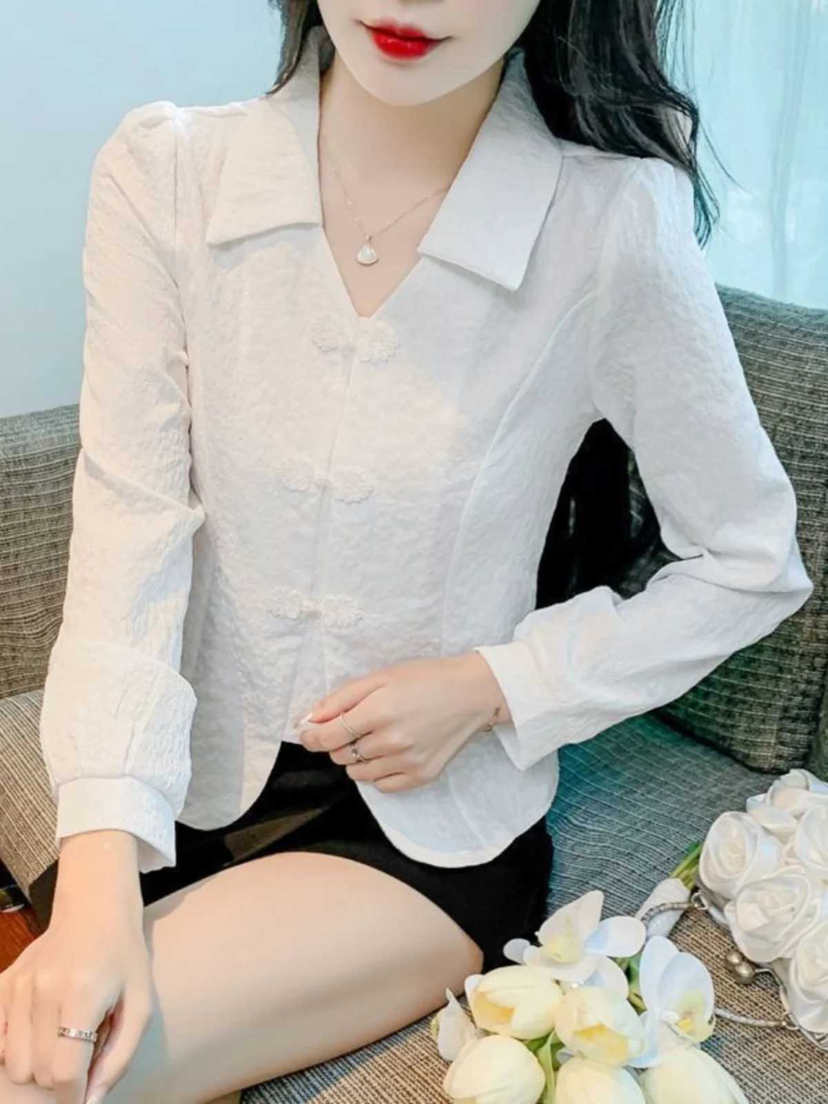 Элегантный утягивающий осенний новый модный возрастной топ в стиле вестерн