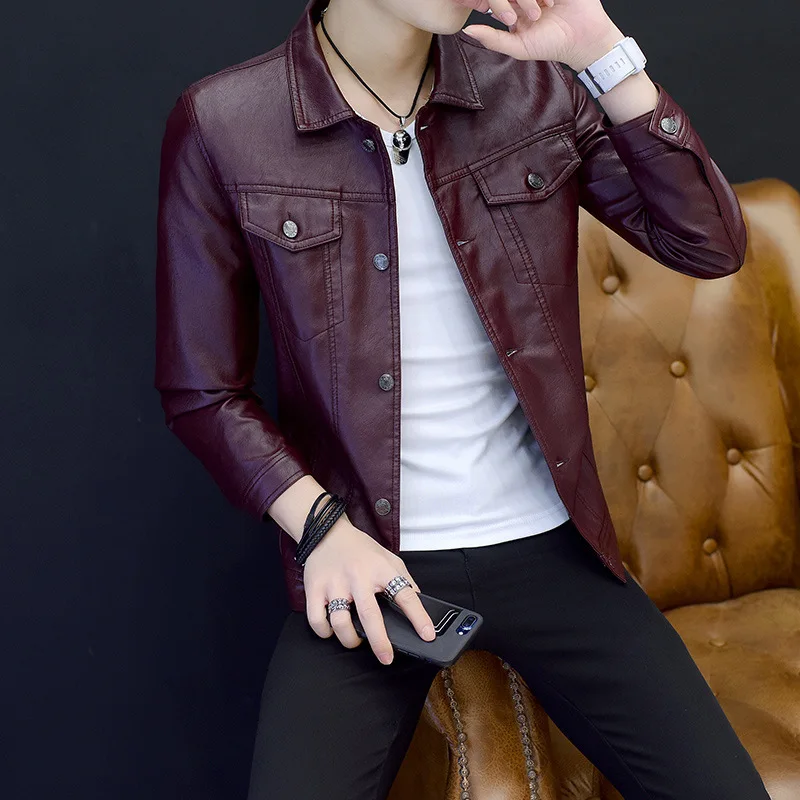 

Осень/Зима 2022, мужское пальто на флисе, модная верхняя одежда для молодых мужчин, мотоциклетная куртка из искусственной кожи, Корейская повседневная кожаная куртка