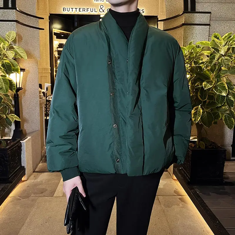 Autumn Winter Down Jacket Men Thick Warm Collarless Casual Parkas Fashion Social Duck Down Coats Streetwear Men Clothing 2022