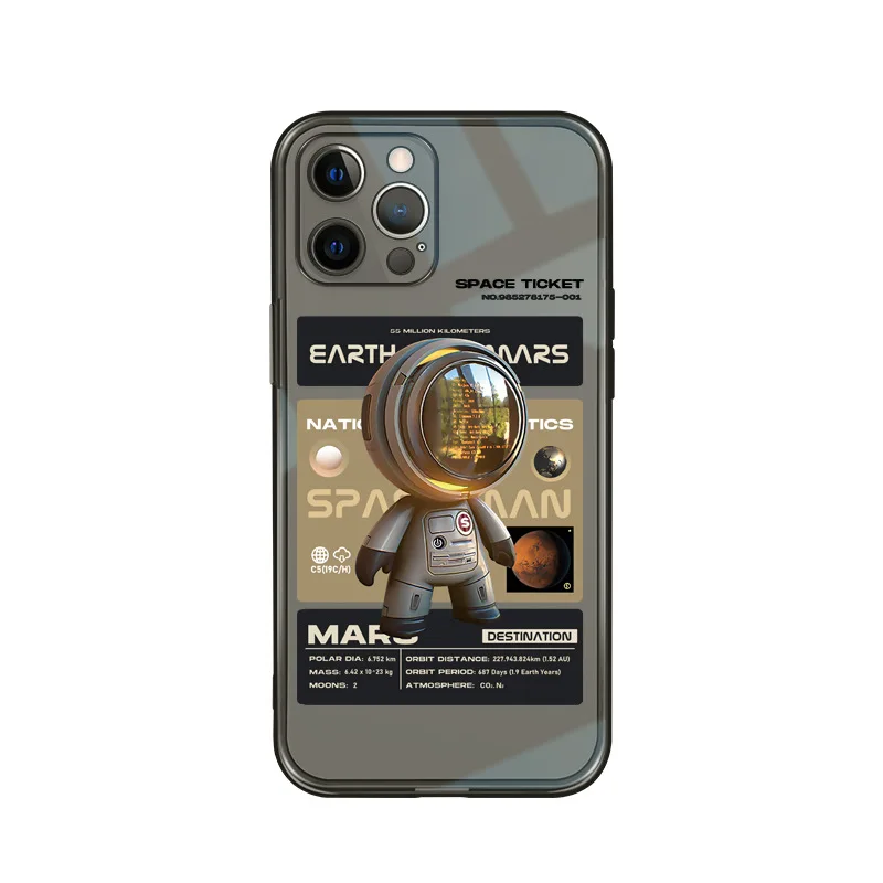 Transparent Space Astronaut Phone Case For iPhone 13 12 11 Pro Max Mars TPU Cartoon Back Cover For Apple 13 mini 12mini 11Pro