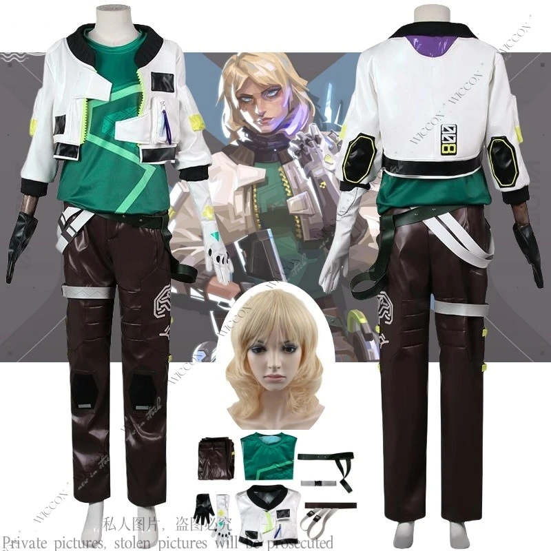 Deadlock Game Valorant Косплей Костюм Парик Брюки Пальто Перчатки Пояс Опора Женщины