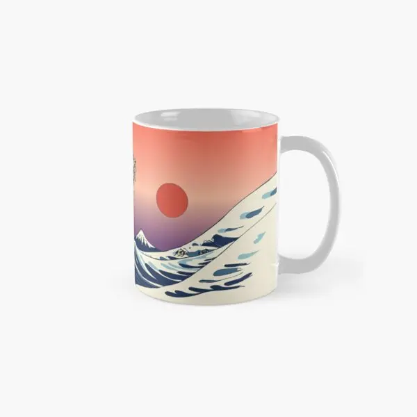The Great Wave Of Pug Classic  Mug Drinkware Cup Picture Photo Design Handle Round Image Tea Coffee Printed Simple Gifts