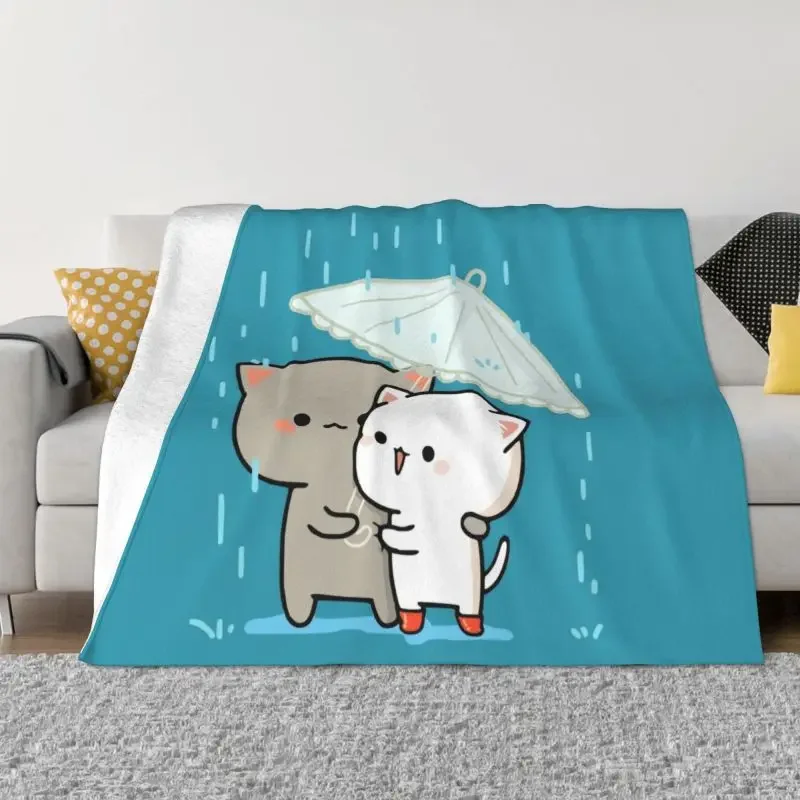 

Mochi Cat Peach And Goma Blankets Comfortable Soft Flannel Autumn Throw Blanket for Couch Outdoor Bedroom