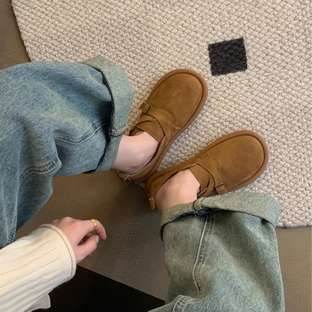 

Кроссовки женские на платформе, повседневные универсальные лоферы с круглым носком, без застежки, с мехом, мягкая натуральная кожа, осень