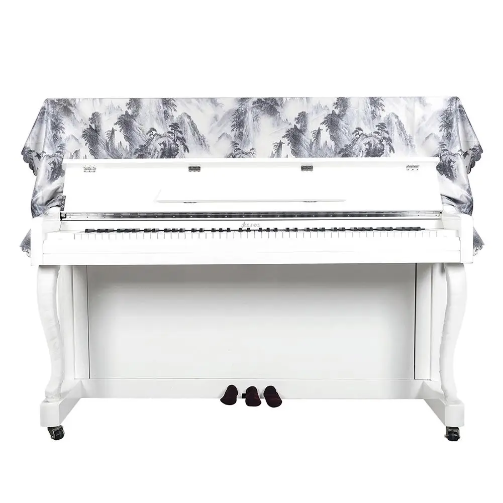 

NEW 88-key Piano Cover Ink Landscape Map Print Half-covered Simple Dust-proof Upright Piano Cover Cloth Protector Drop shipping