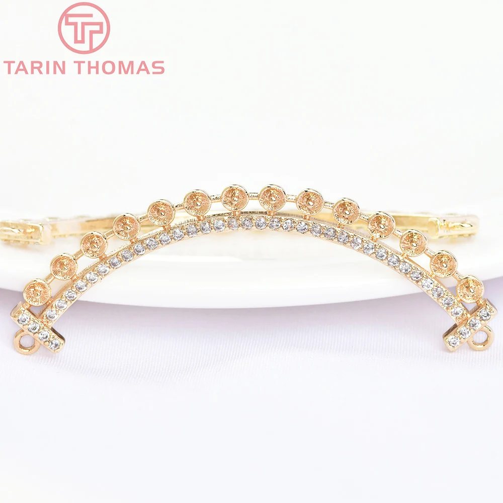 

(6033) 4PCS Length 48MM 24K Gold Color Brass with Zircon Bow Shape Charms Pendants High Quality DIY Jewelry Making Findings