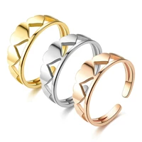 gold color simple love heart band ring for women girls stainless steel wedding statement engagement rings jewelry gift resizable