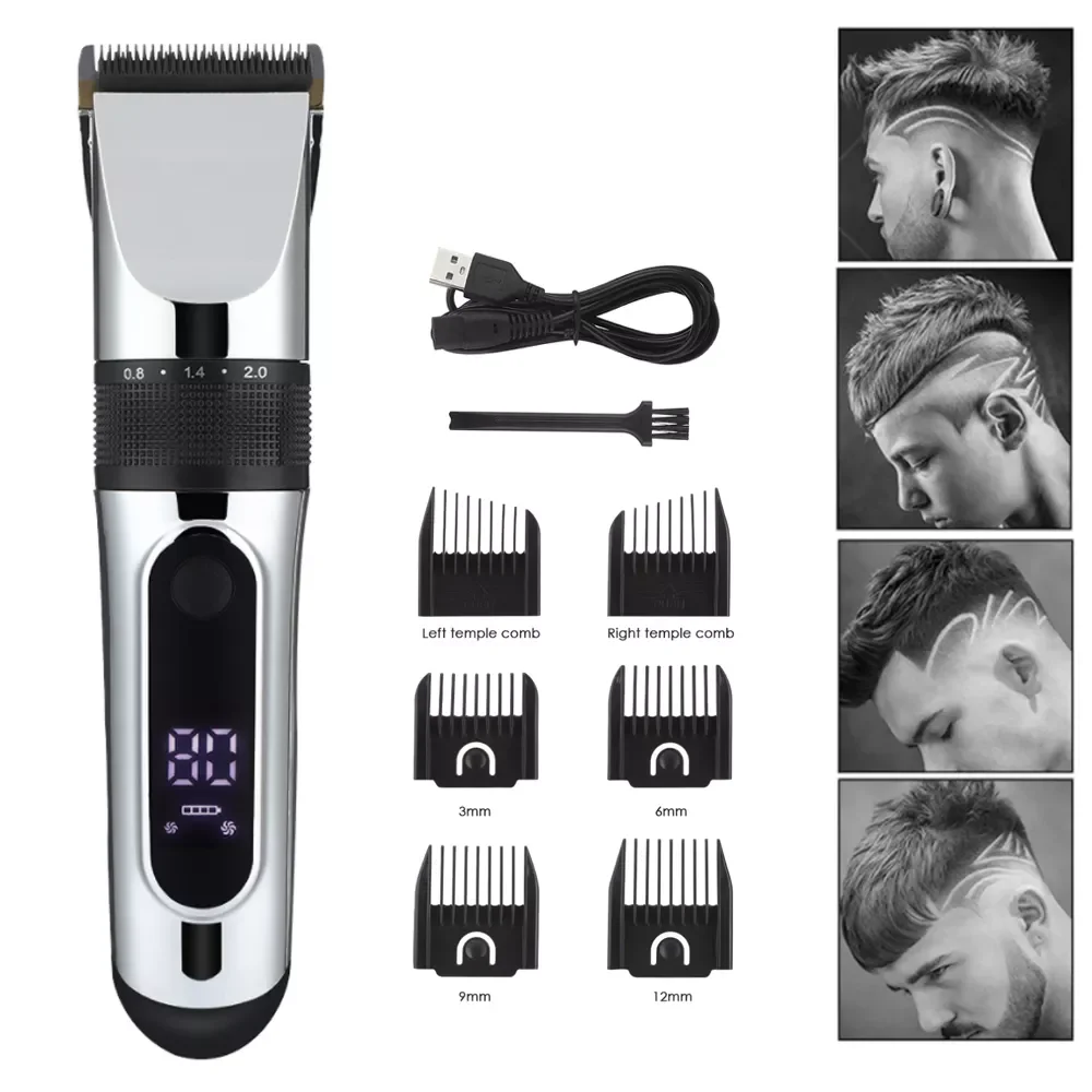 

NEW2023 Hair Clippers Cordless Beard Hair Trimmer Cutter Barber Machine Rechargeable LCD Display Haircut Grooming Kit for Men