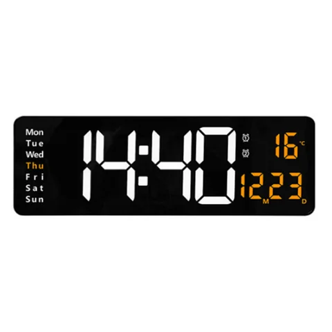 Цифровые настенные часы 13/16 дюйма, большой экран, фотоцифровые часы с температурой и функцией автоматического затемнения и дистанционным управлением