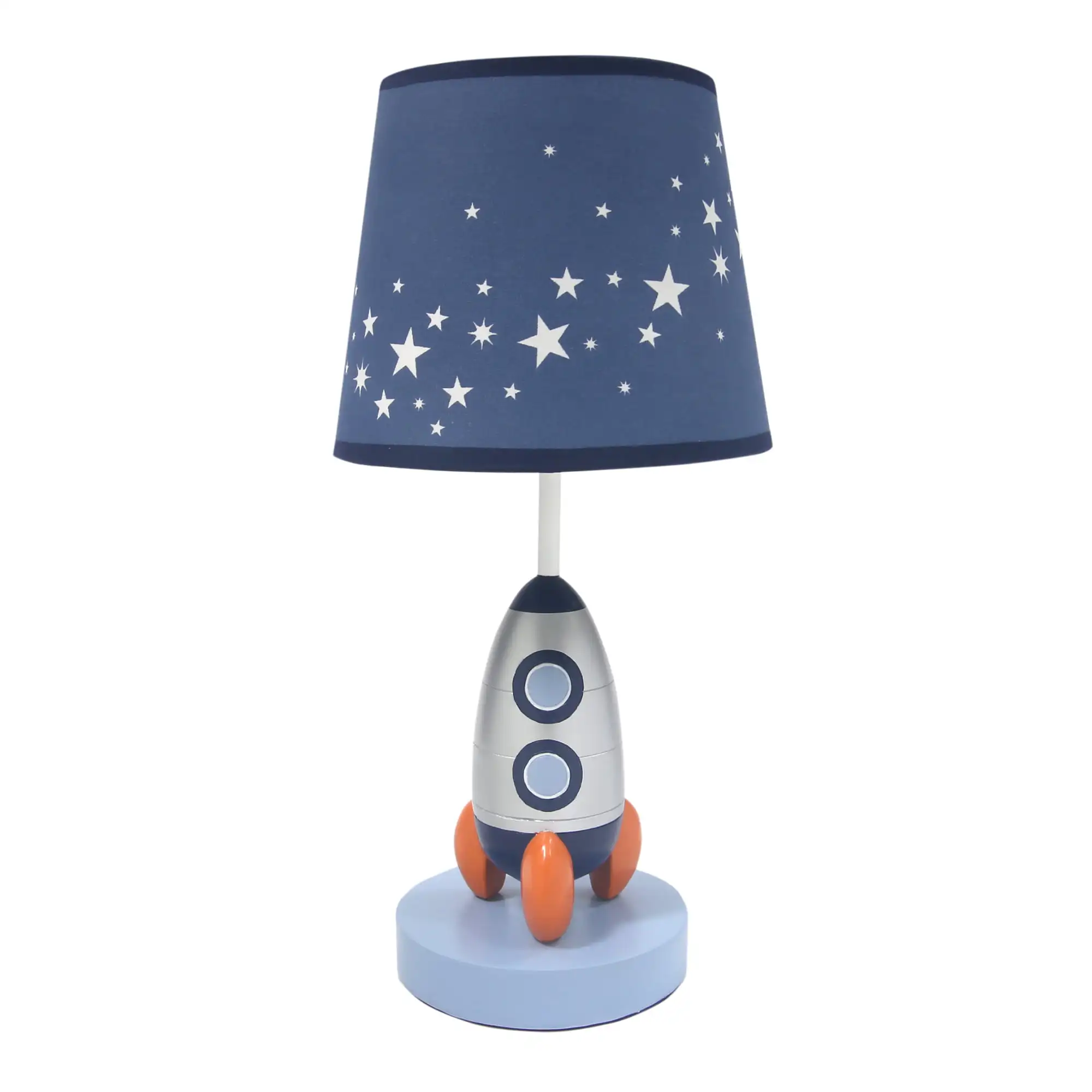 

Milky Way Blue/Silver Rocket Ship Nursery Lamp with Shade & Bulb