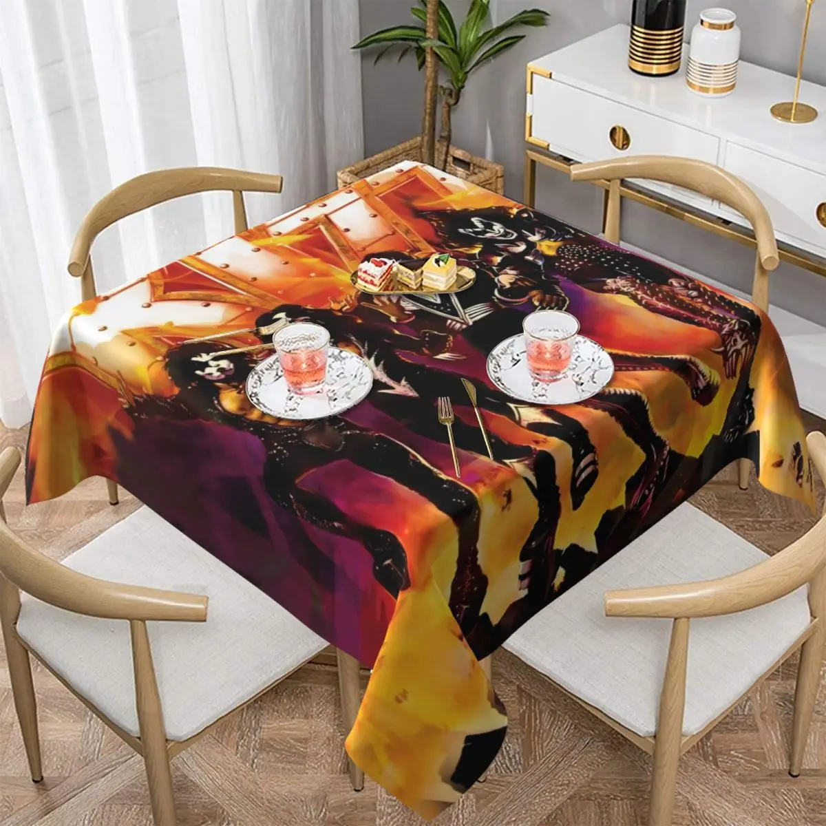 

Kiss Band Tablecloth Retro Print Decorative Printed Table Cover Summer Cheap Protection Polyester Table Cloth