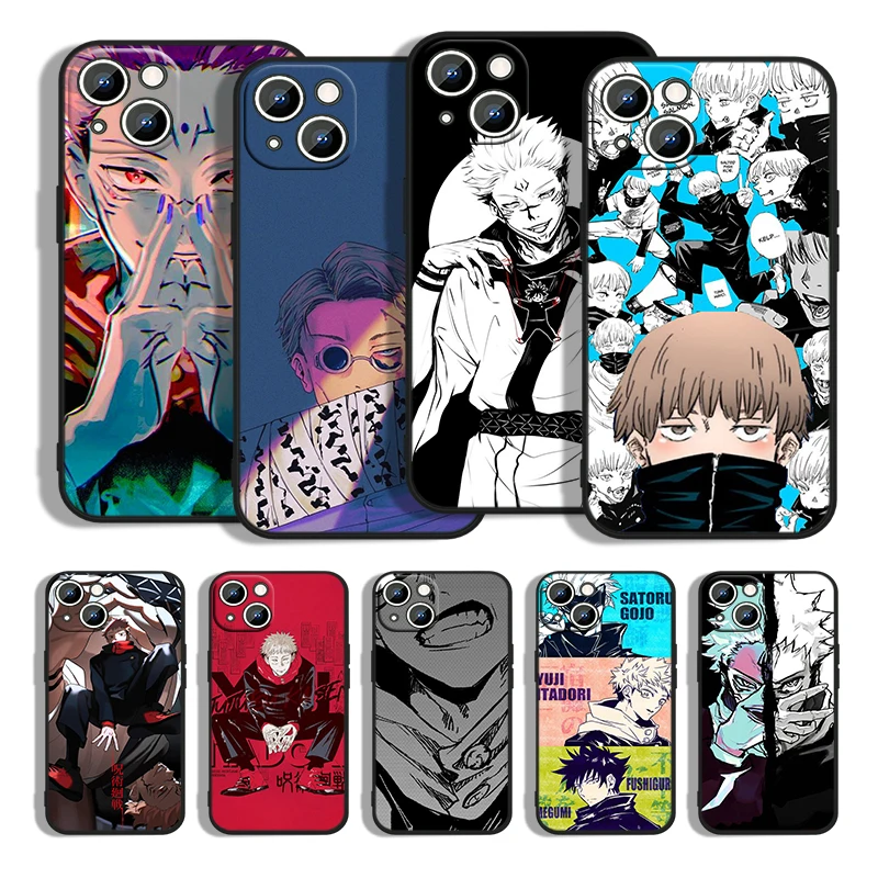 

Cartoon Anime Jujutsu Kaisen For Apple iPhone 13 12 11 Pro Max mini XS XR X 8 7 6S 6 5 Plus Black Silicone Soft Phone Case Cover