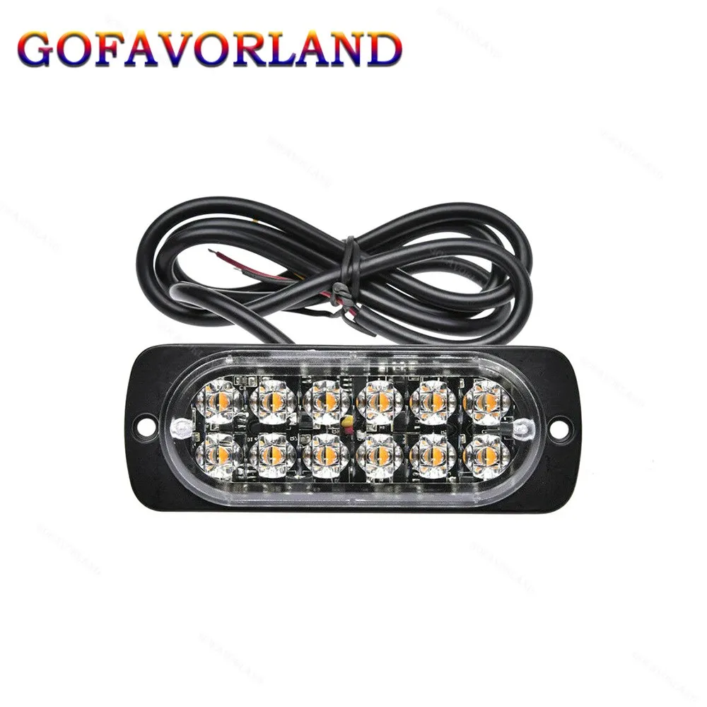 

2Pcs Blue 12 LED Warning Strobe Flashing Light Car Vehicle Emergency Lights