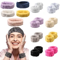 hair accesories solid color elastic headband hairband wristband 3pcsset diy wash face yoga running makeup handmade headwrap