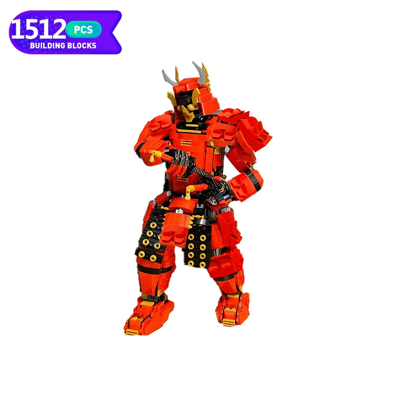 

Moc Red Demon Warrior Armored Action Figures Brick Build Model MOC-124601 Fighting Warrior Mech Robot Brick Toy Children Gift