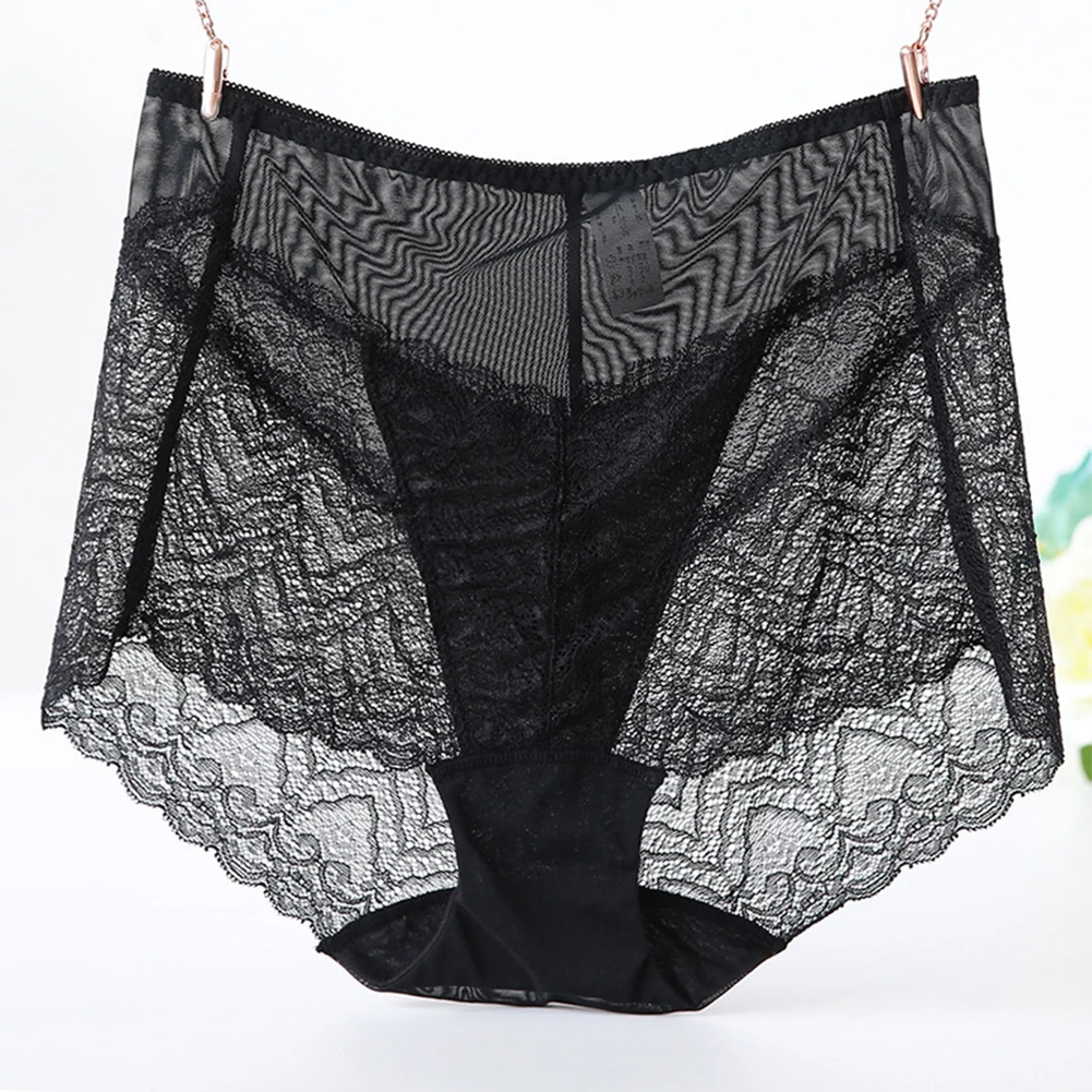 

Plus Size Underwear Women Mesh See Through Lace Panties High Waist Knicker Female Sexy Lingerie Oversized Underpants A50