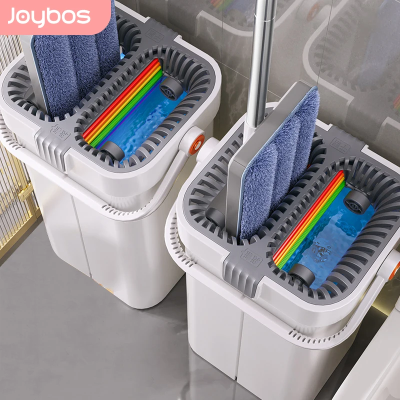 

JOYBOS 40cm With Bucket Mop Microfiber With EVA Soft Rubber Scraper to Clean the Floor Bathroom Living Room Mop Wiper Mop