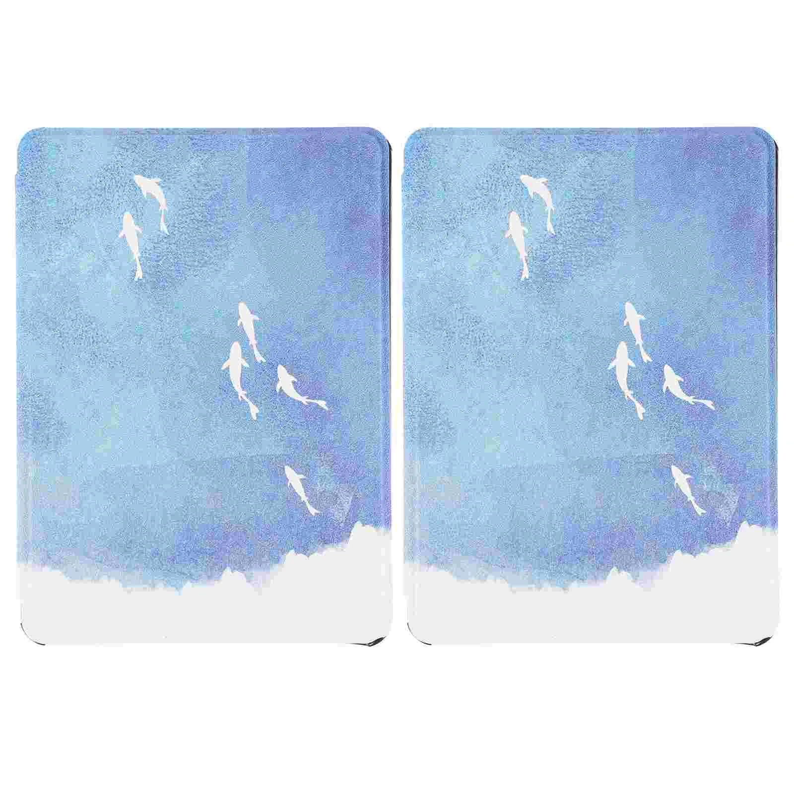 

2pcs Fish Pattern E-book Smart Cover E-reader Sleeve Compatible for Kindle 2019