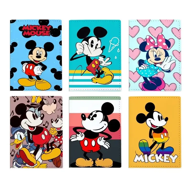 2023 New Design Disney Mickey Passport Cover Holder Business PU Leather ID Bank Card Storage Wallet Purse Travel Accessories