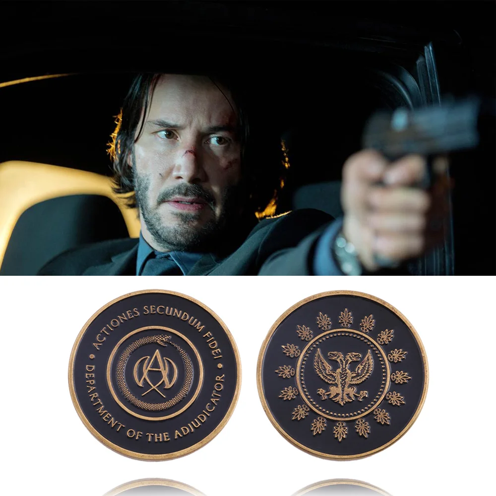 

John Wick: Chapter 4 Hotel Gold Coin Keanu Reeves High Table Referee Coin Double Sided Blood Oath Marker Coin Replica Collection