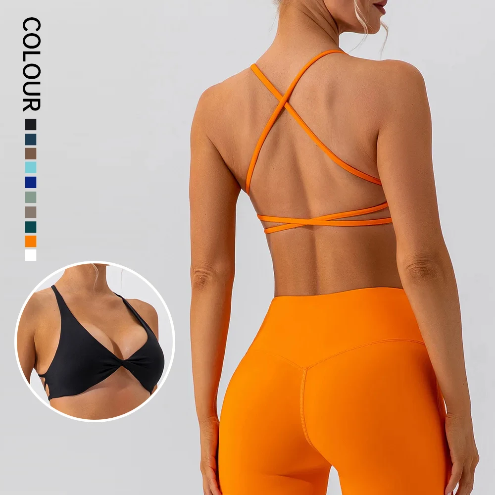 Спортивный бюстгальтер с перекрестными лямками без рукавов