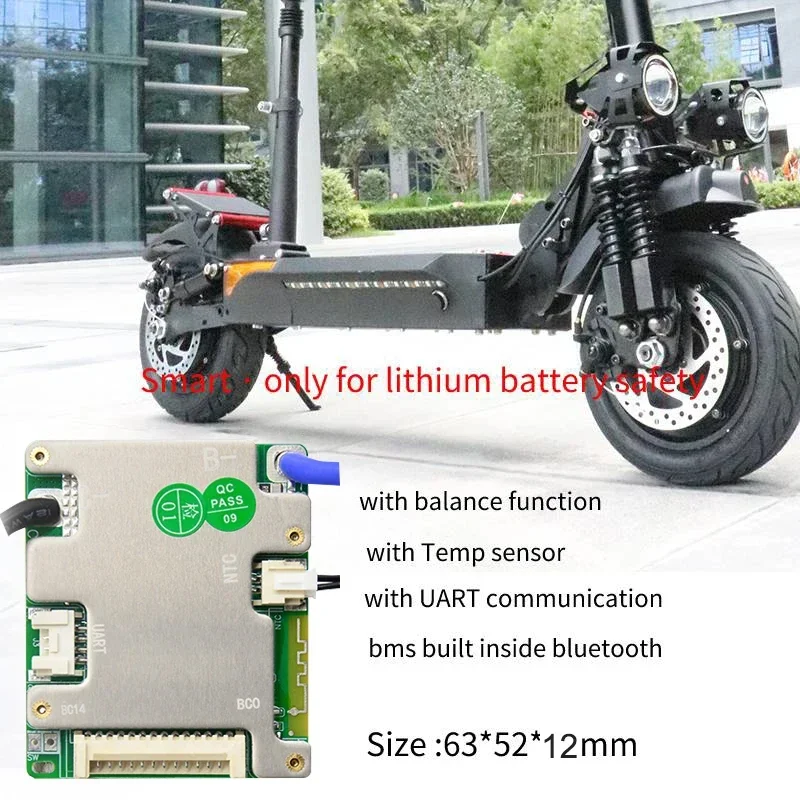 Фото JBD 7-14S Автоматически идентифицирующаяся интеллектуальная BMS 7S 8S 9S 10S 11S 12S 13S 14S 20A 30A 40A 50A со встроенным BT UART для Li-ion и LiFePO4 аккумуляторов электровелосипедов №2