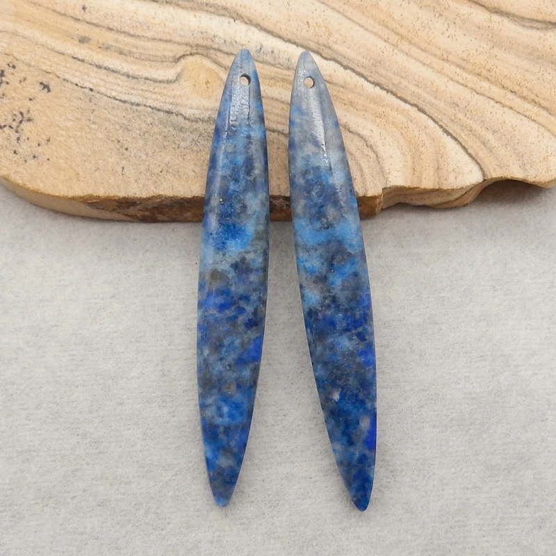 

Semiprecious Handmade Jewelry Natural Stone Lapis Lazuli Gemstone Fashion Earrings Beads Accessories For Women 55x8x5mm 8g