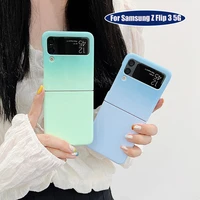 candy color gradient phone case for samsung galaxy z flip 3 5g hard pc back cover for zflip3 case protective shell