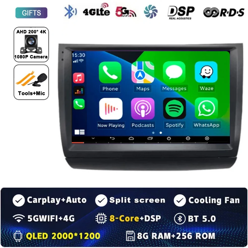 Автомагнитола на Android 14 для Toyota Prius 20 2002-2009, мультимедийный проигрыватель с навигацией, стерео, Wi-Fi + 4G, видеокамера BT, DVD, 2 DIN, DSP
