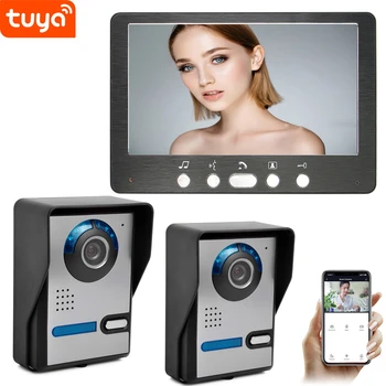 Tuya 7 Inch Screen Wired WiFi Smart IP Video Doorbell Door Phone Intercom System 1080P  Camera APP Remote unlock Electric lock