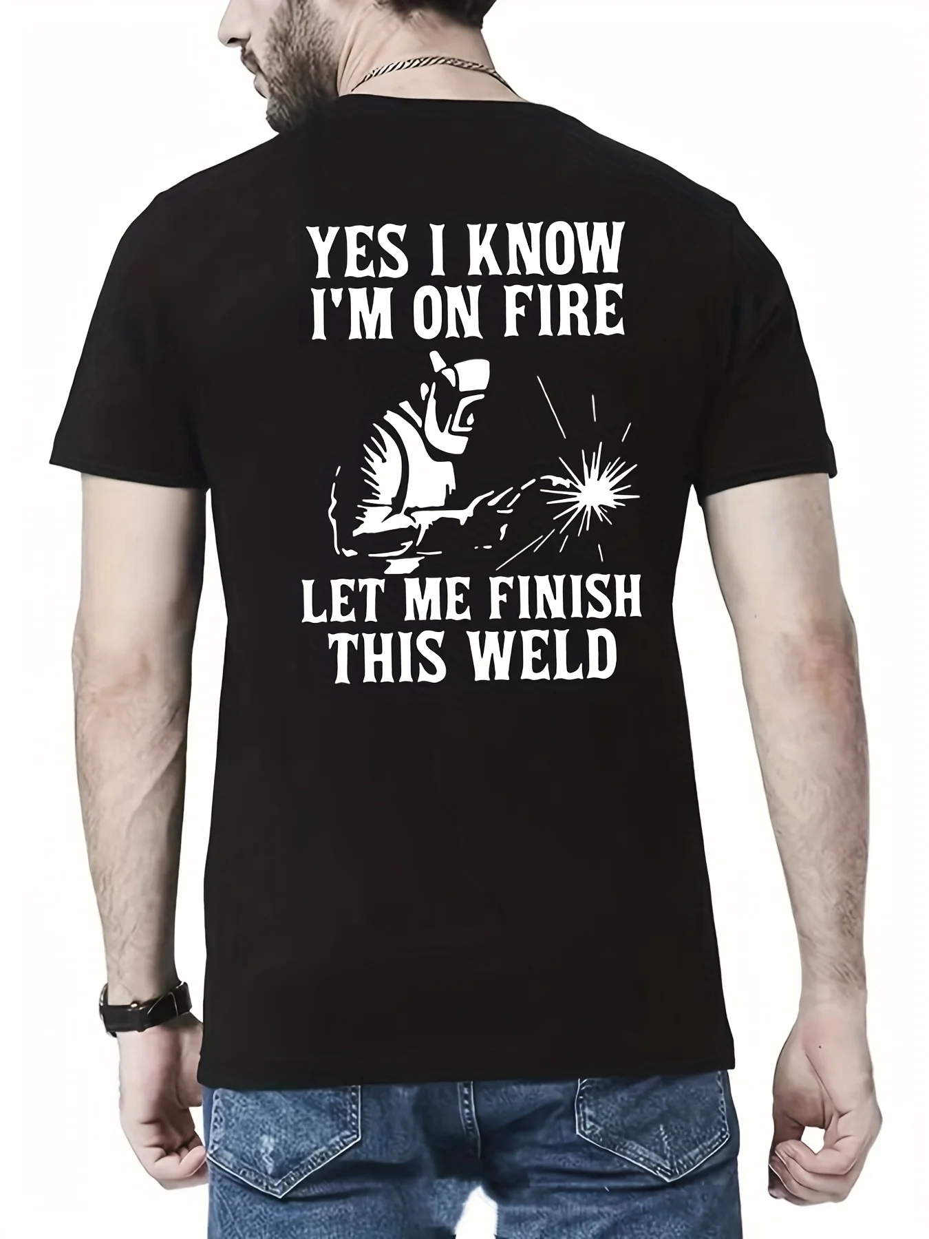Мужская сварочная футболка On Fire-прочная повседневная легкая в уходе эластичная