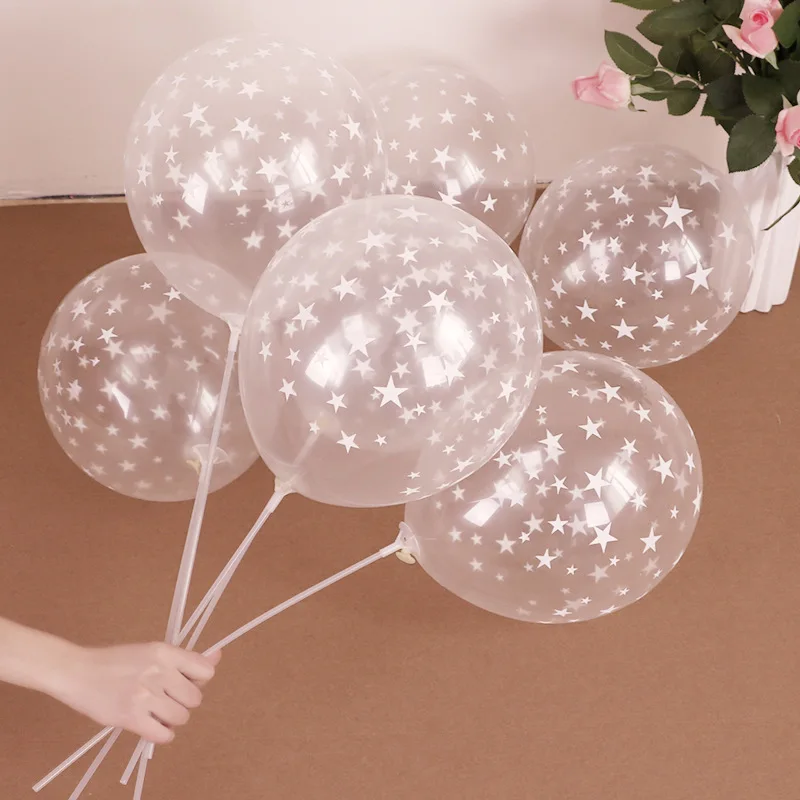 

10pc 12 Inch 2.8g Balloons Transparent Ballon Latex Helium Balloon Happy Birthday Clear Stars Thick Ballon Party Decor Supplies