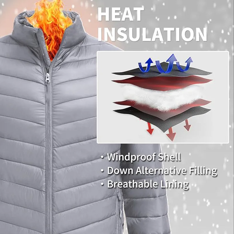 Мужской короткий пуховик с воротником-стойкой теплый утиный в уличном стиле