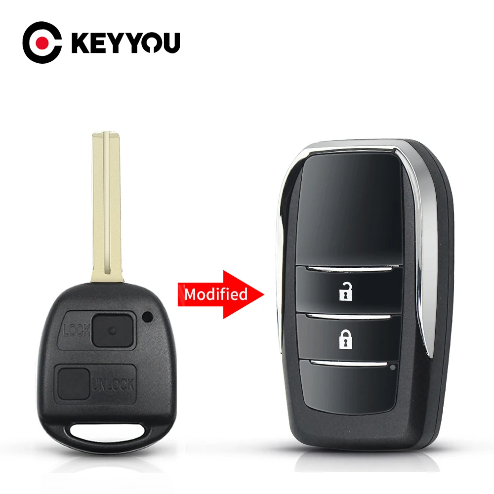 KEYYOU Modified 2/3 Buttons Flip Car Key Case For Lexus For Toyota RAV4 Avalon Echo Prado Tarago Camry TOY43/TOY47/TOY48 Blade