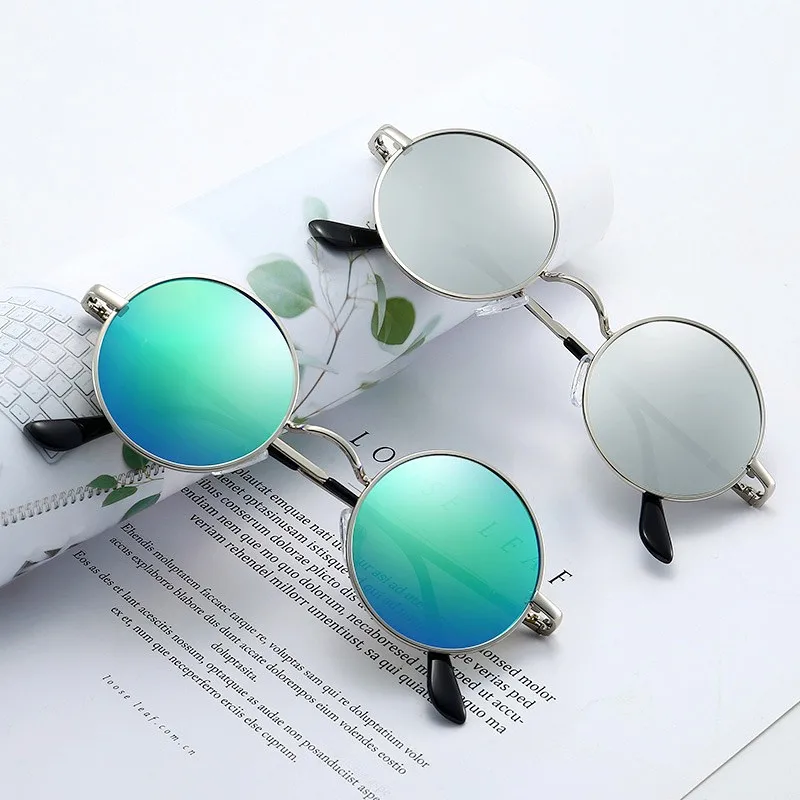 

Солнцезащитные очки в круглой оправе для мужчин и женщин, модные уличные аксессуары с металлической оправой, с защитой от ультрафиолета