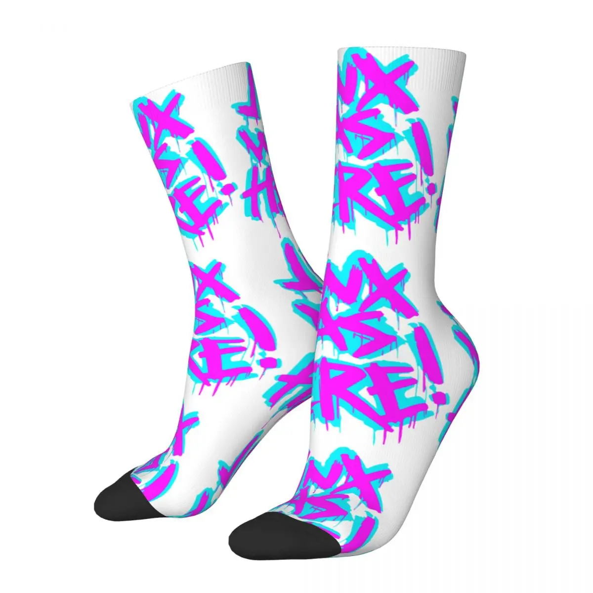 

Funny Crazy Sock for Men JINX WAS HERE Cool Hip Hop Vintage Arcane League of Legends Animated Pattern Printed Boys Crew Sock