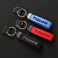 sports high quality leather keychain 4s custom gift key rings with tiguan logo for tiguan mk1 mk2 2016 2017 2018 2019 2020 car