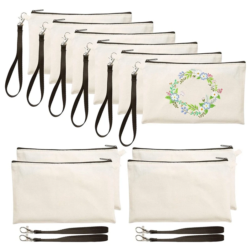 

10Pcs Sublimation Blank Pen Case Blank DIY Craft Bags Canvas Pencil Case Canvas Makeup Bag