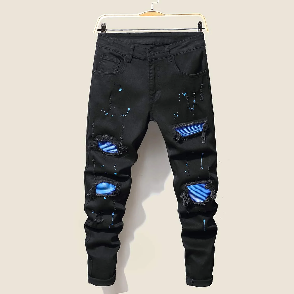 's Jeans Cool Ripped Skinny Trousers Stretch Slim Denim Pant