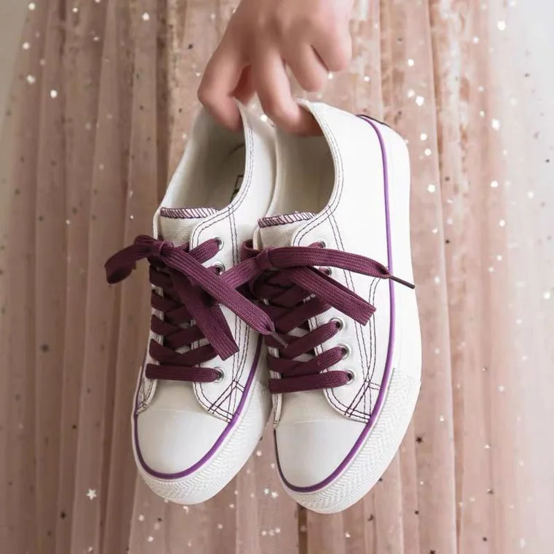 

Women Vulcanized Shoes Female Low-top Canvas Sneakers Fashion Rainbow Platform Walking Ladies Flat Comfort Casual White Shoes