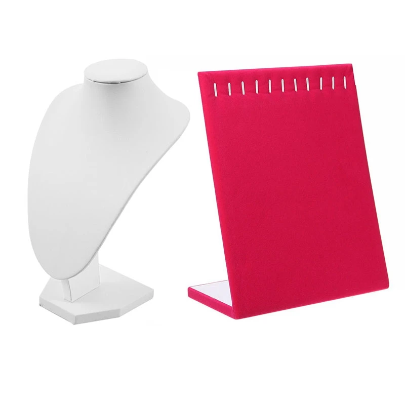 

Демонстрация ювелирных изделий, 2 шт., портретная модель ожерелья, реквизит для фотосъемки, белый цвет, 1 шт., 11 крючков, Вельветовая стойка дл...