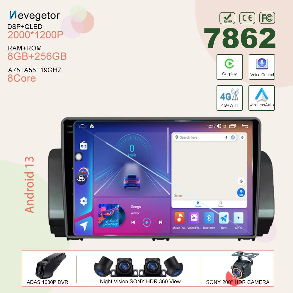 

Car Android 13 For Renault Sandero 2021 Auto Multimedia Player GPS Navigation No 2din DVD High-performance CPU HDR QLED Screen